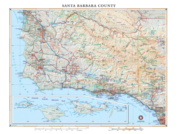 Santa Barbara County Wall Map