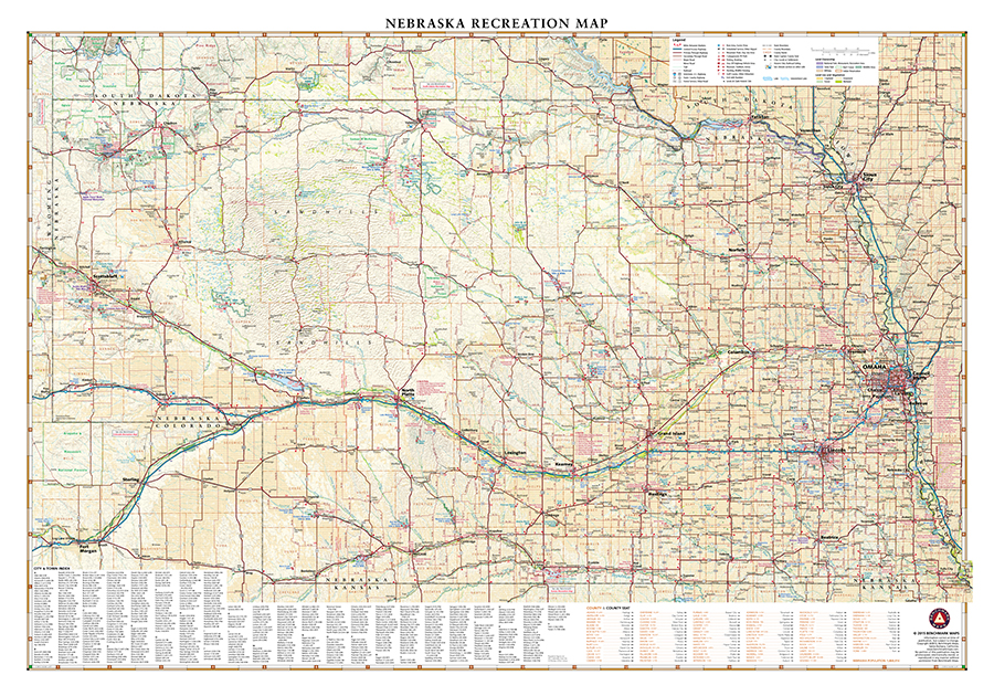 Nebraska Recreation Wall Map — Benchmark Maps