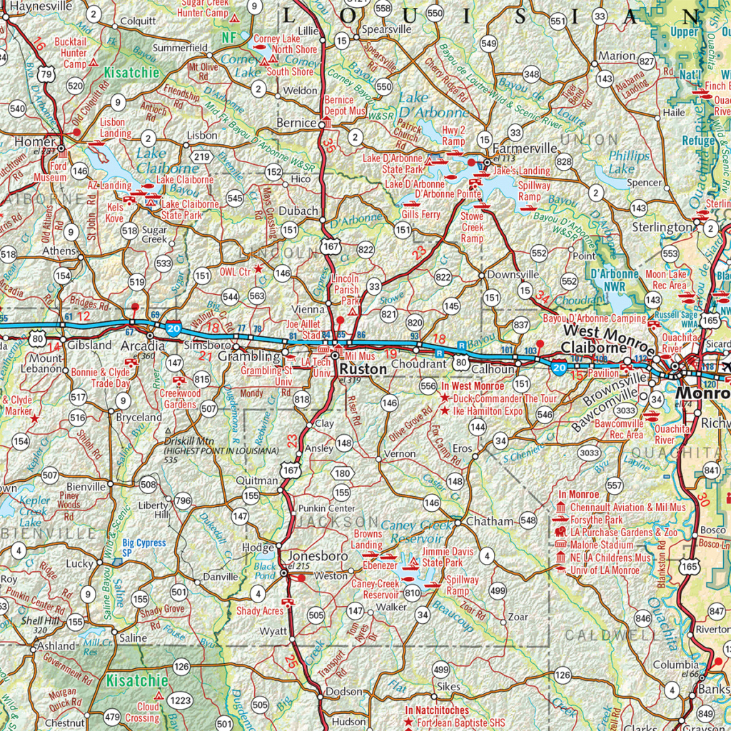 Louisiana Recreation Wall Map Benchmark Maps - vrogue.co