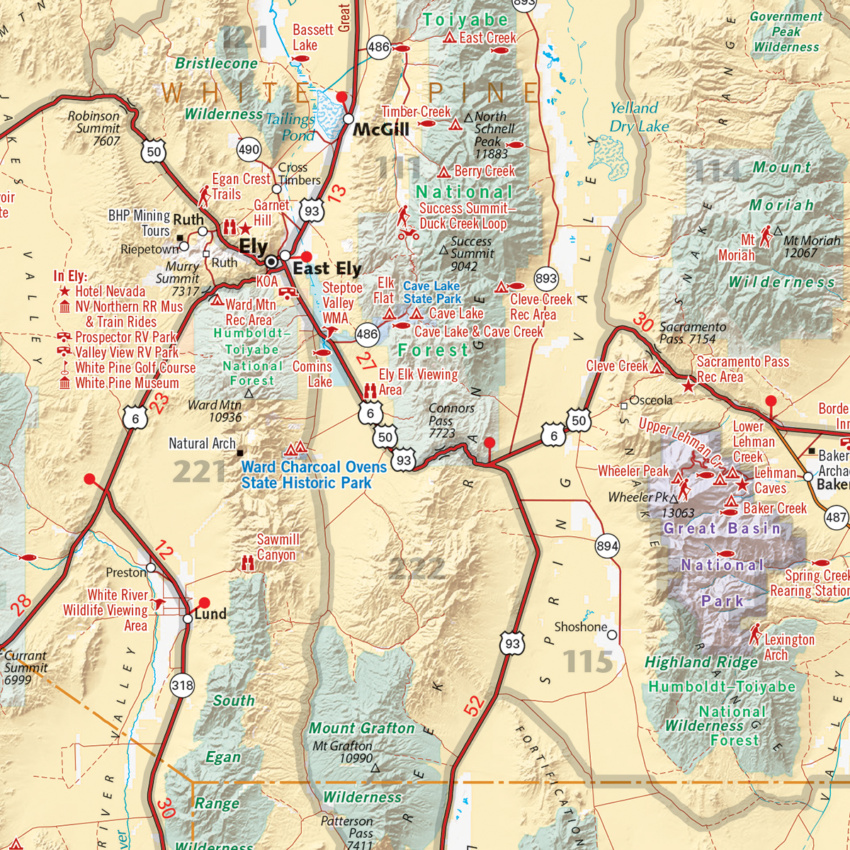 Nevada Recreation Map - Benchmark Maps