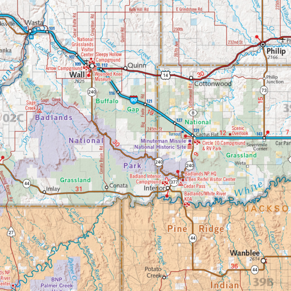 South Dakota Recreation Wall Map